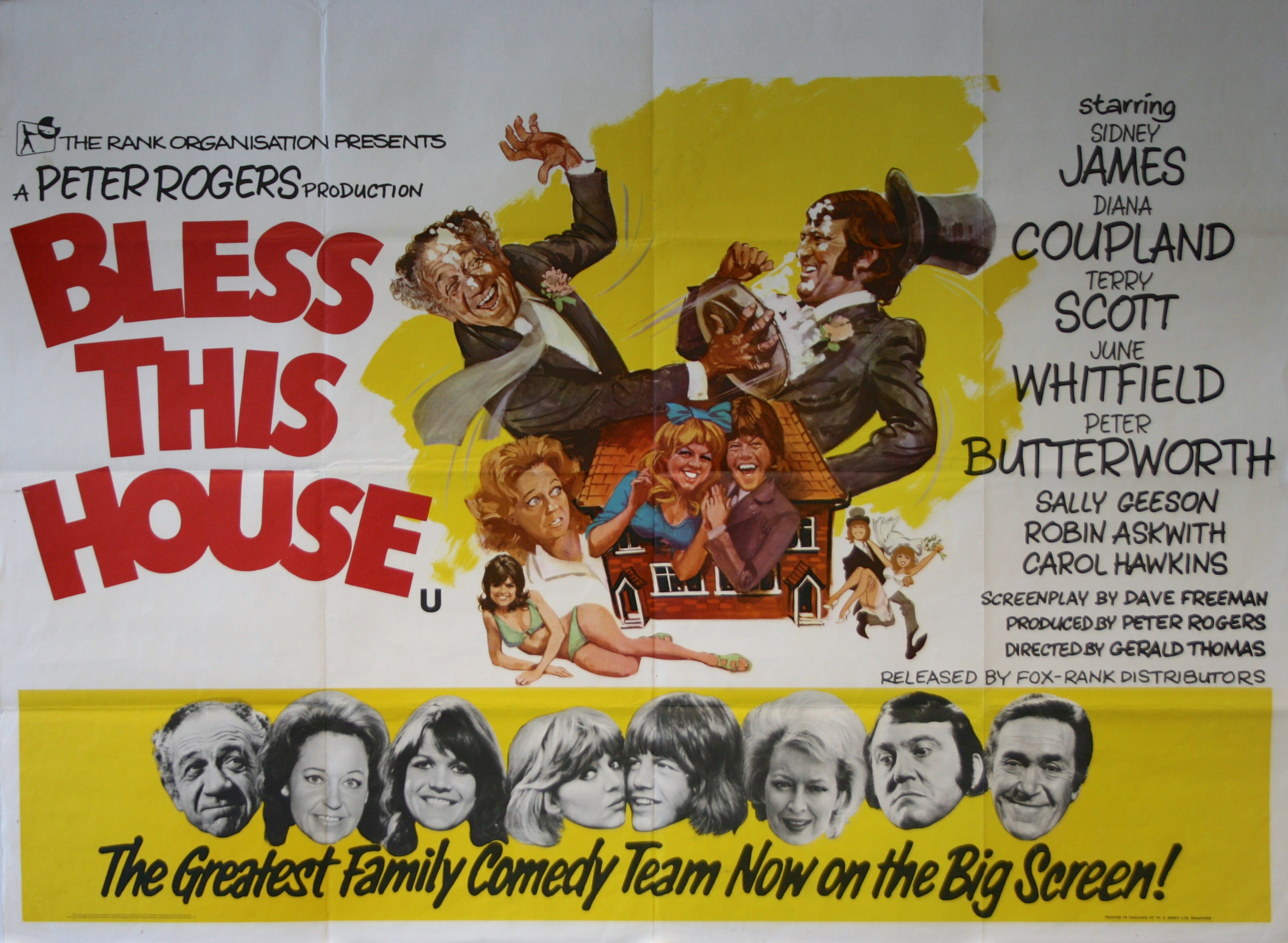 Original Bless This House Movie Poster - Sid James - Diana Coupland