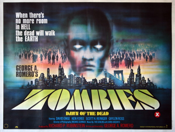 Dawn of the Dead Zombie 1978 horror Fantasy Thriller movie poster 2 metal tin 