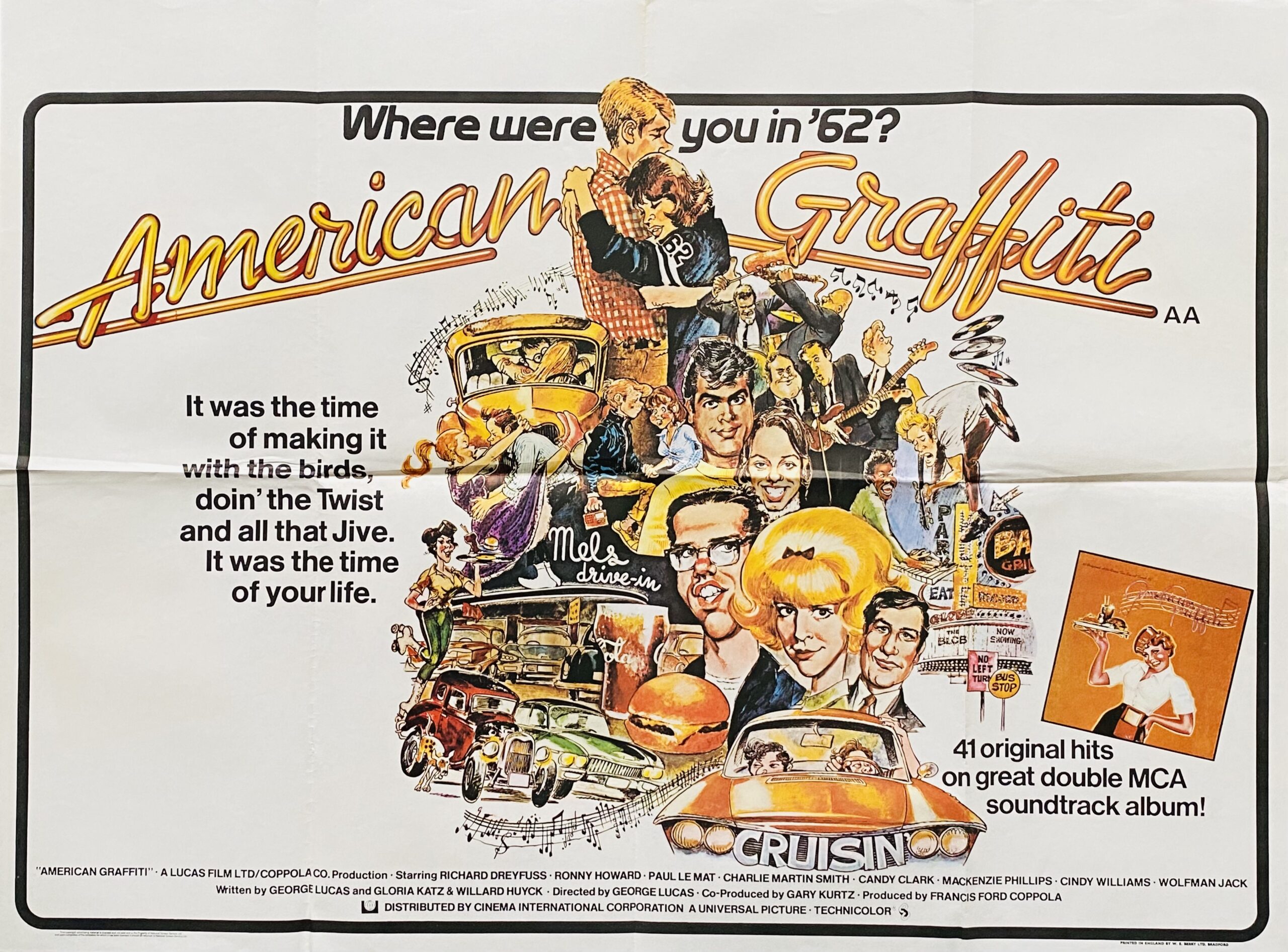 Original American Graffiti Movie Poster Lucas Harrison Ford Original American Graffiti Movie Poster Lucas Harrison Ford