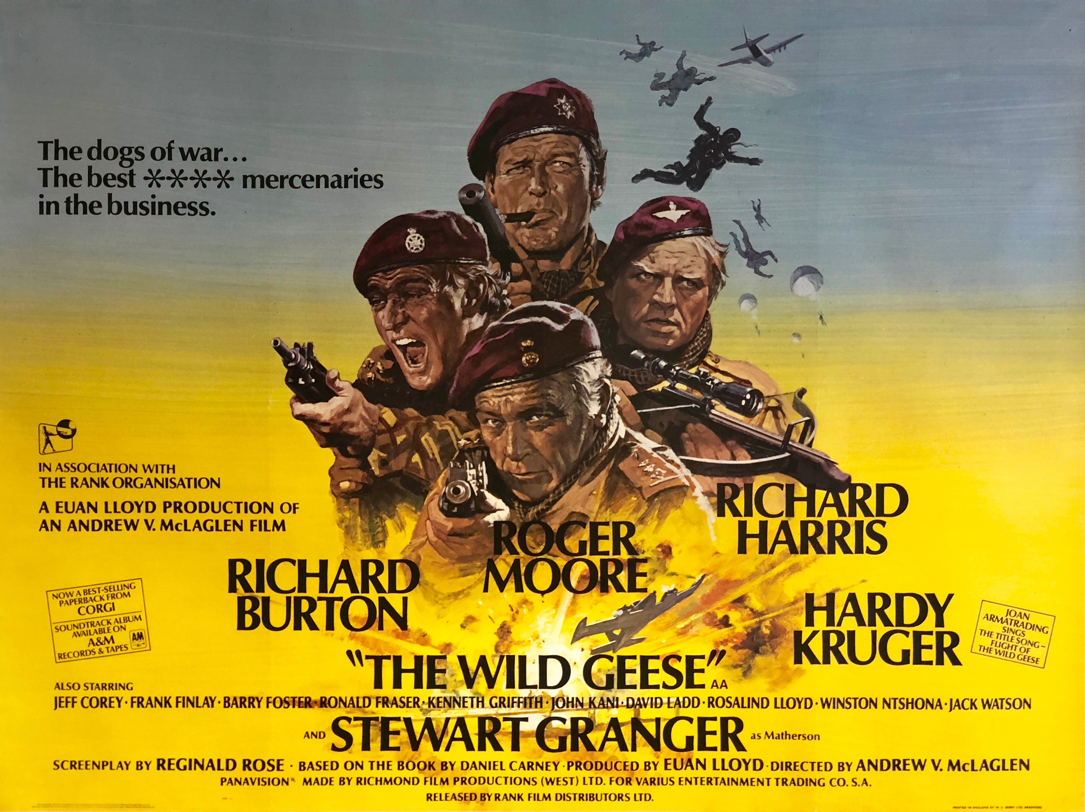 Original The Wild Geese Movie Poster Richard Burton Roger Moore 
