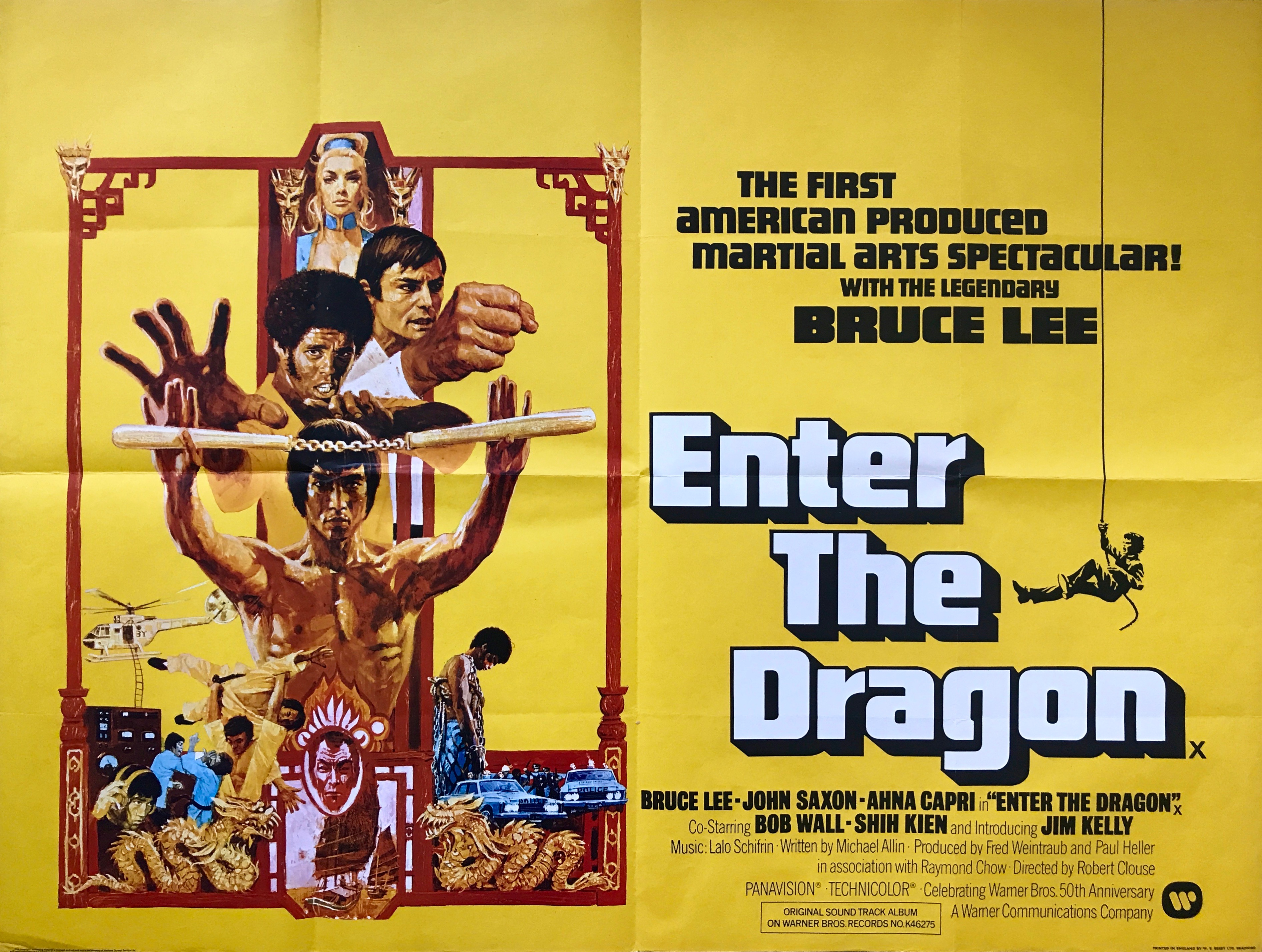 Original Enter the Dragon Movie Poster - Bruce Lee - John Saxon