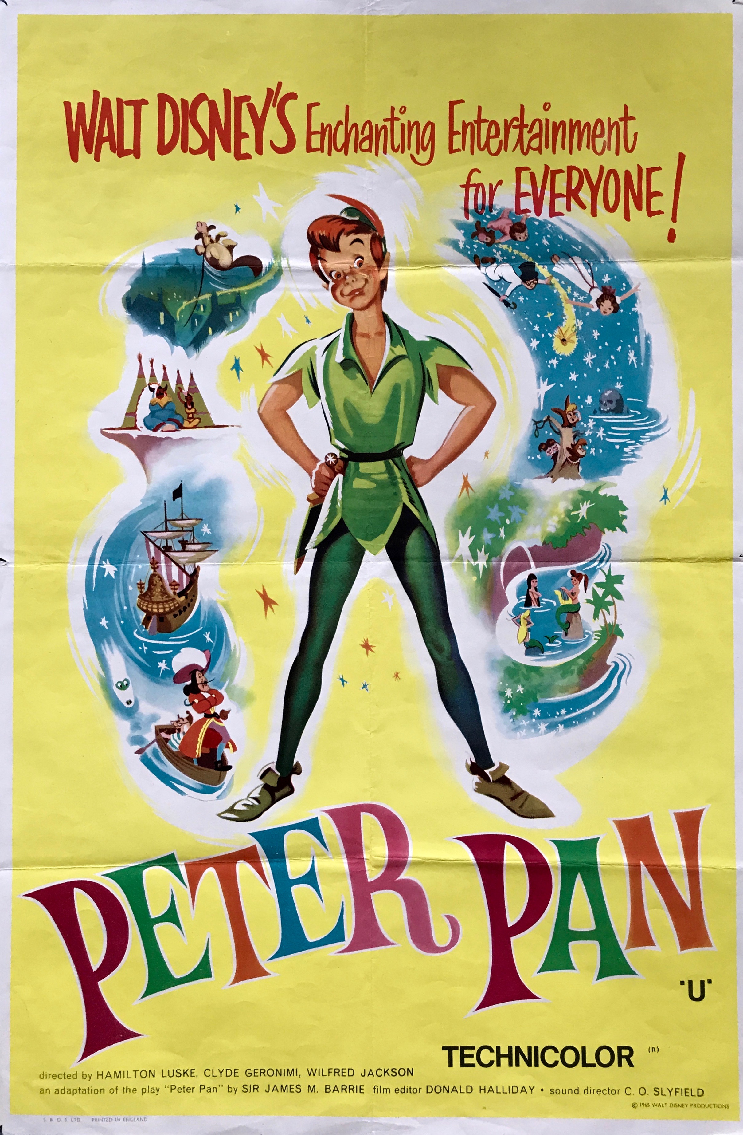 Peter Pan Original One Sheet Postcard Disney Movie Poster 1991 