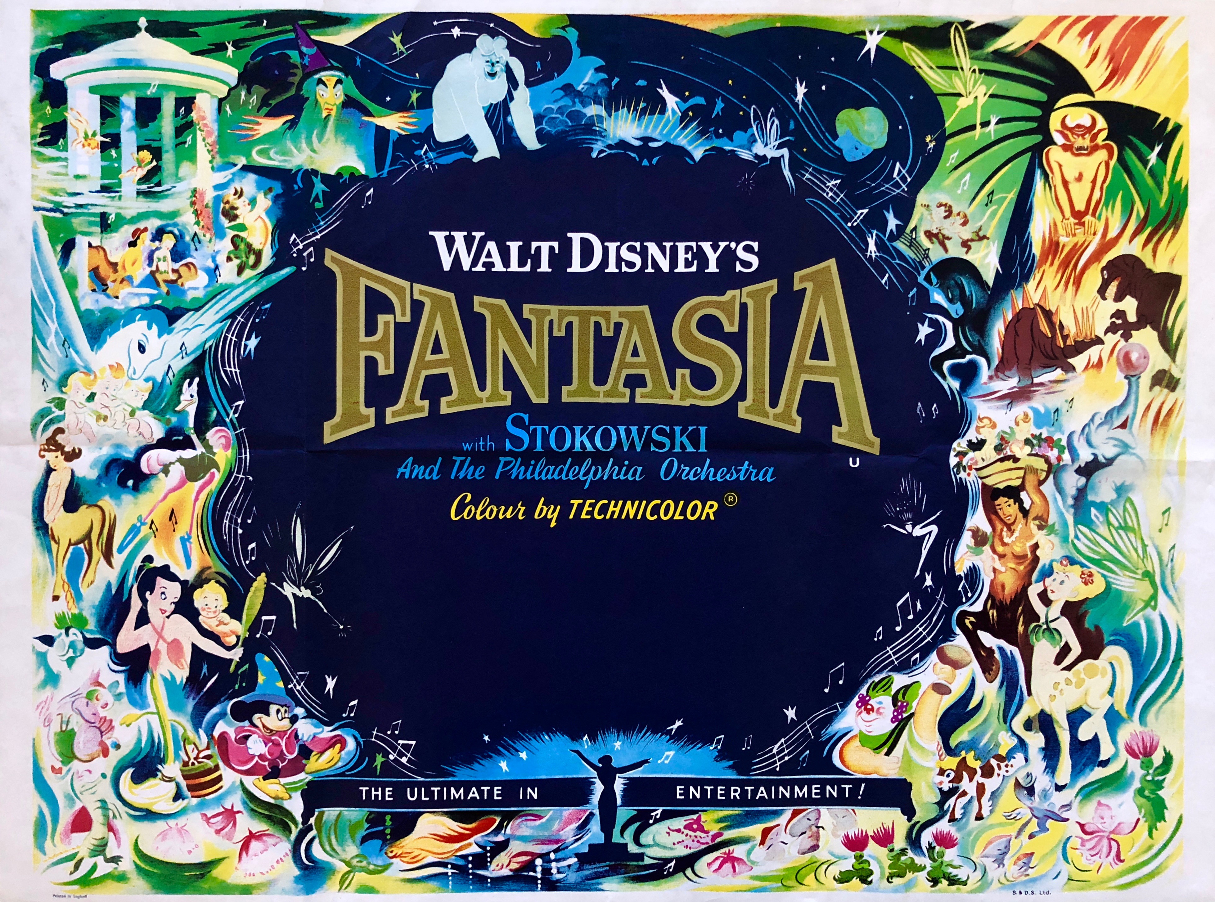 Original FANTASIA Movie Poster - Walt Disney - Mickey Mouse - Musical