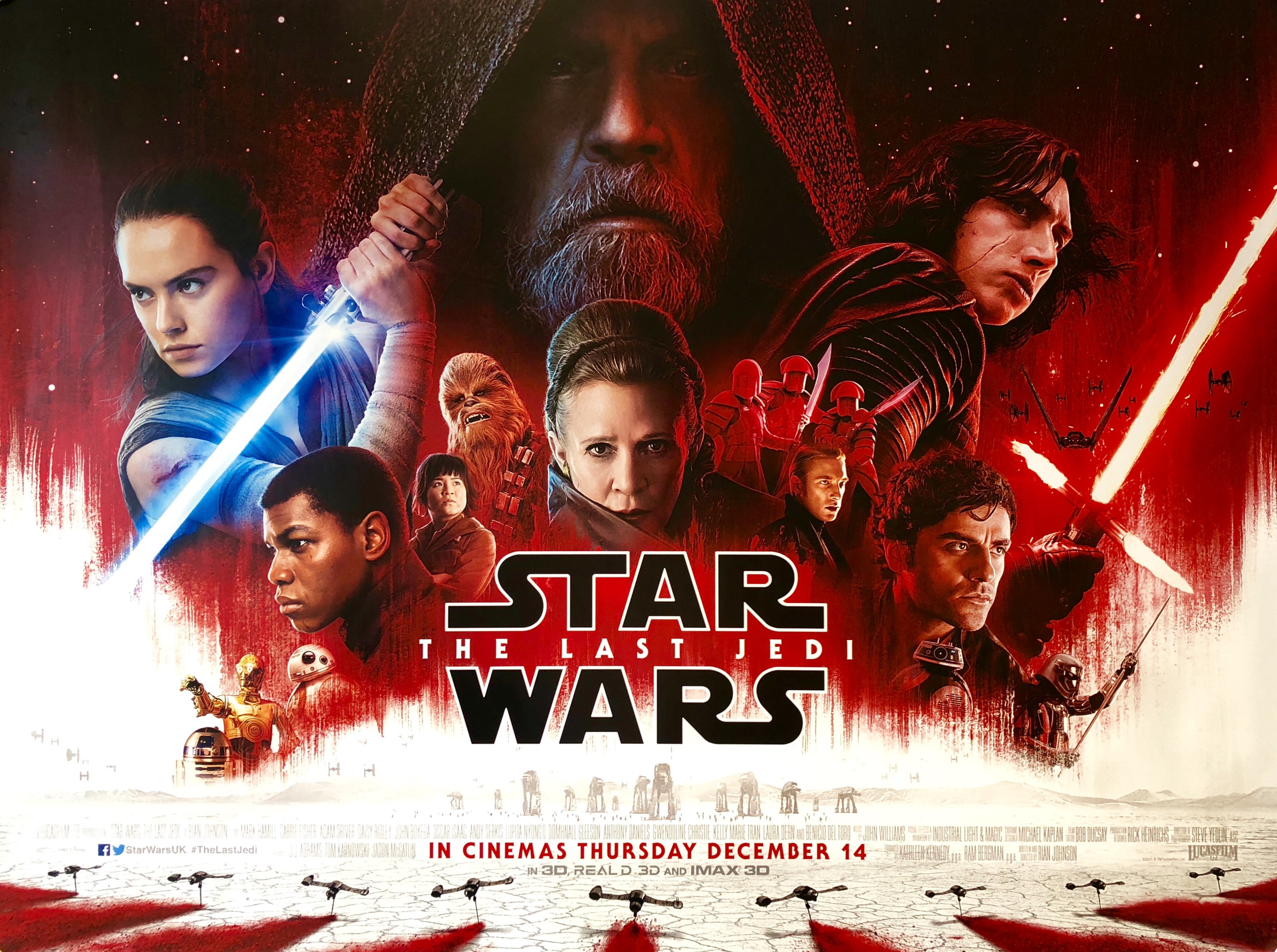 Star Wars The Last Jedi Movie Poster - Luke Skywalker - Princess Leia