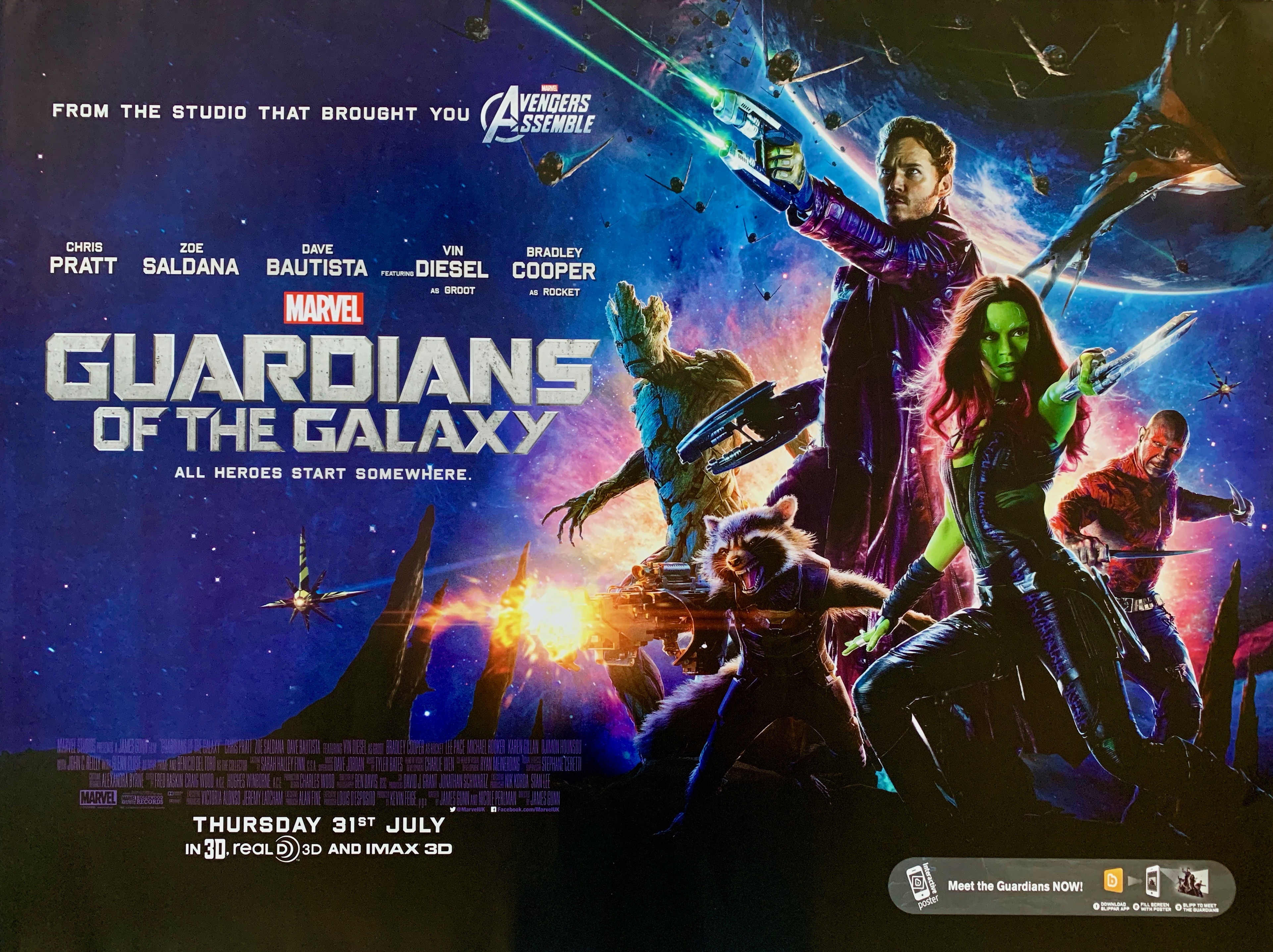 Guardians of the Galaxyポスター Guardians of the Galaxy Vol 1 one sheet poster | Big Screen Autographs