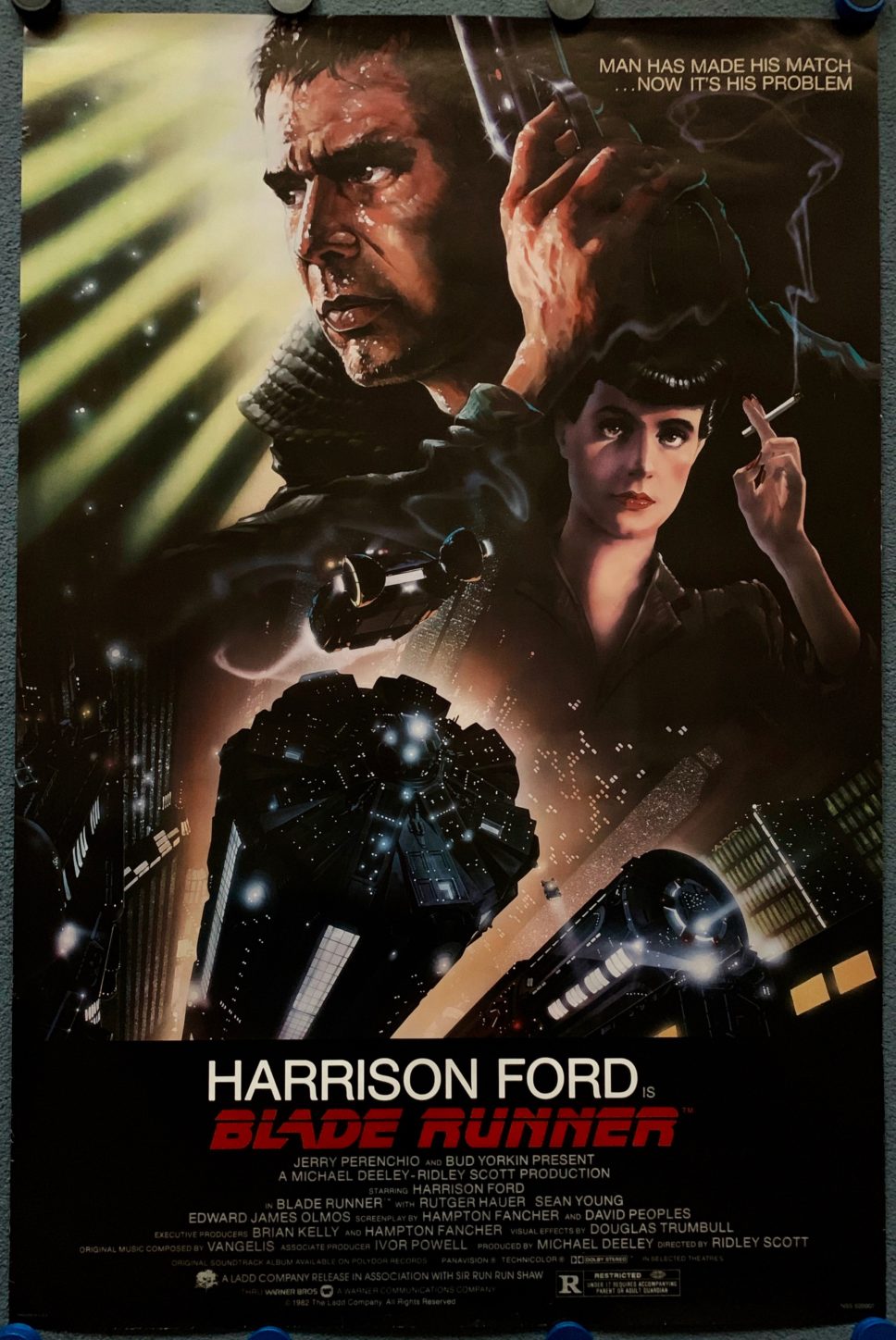 Original Blade Runner Movie Poster Ridley Scott Harrison Ford Sci Fi