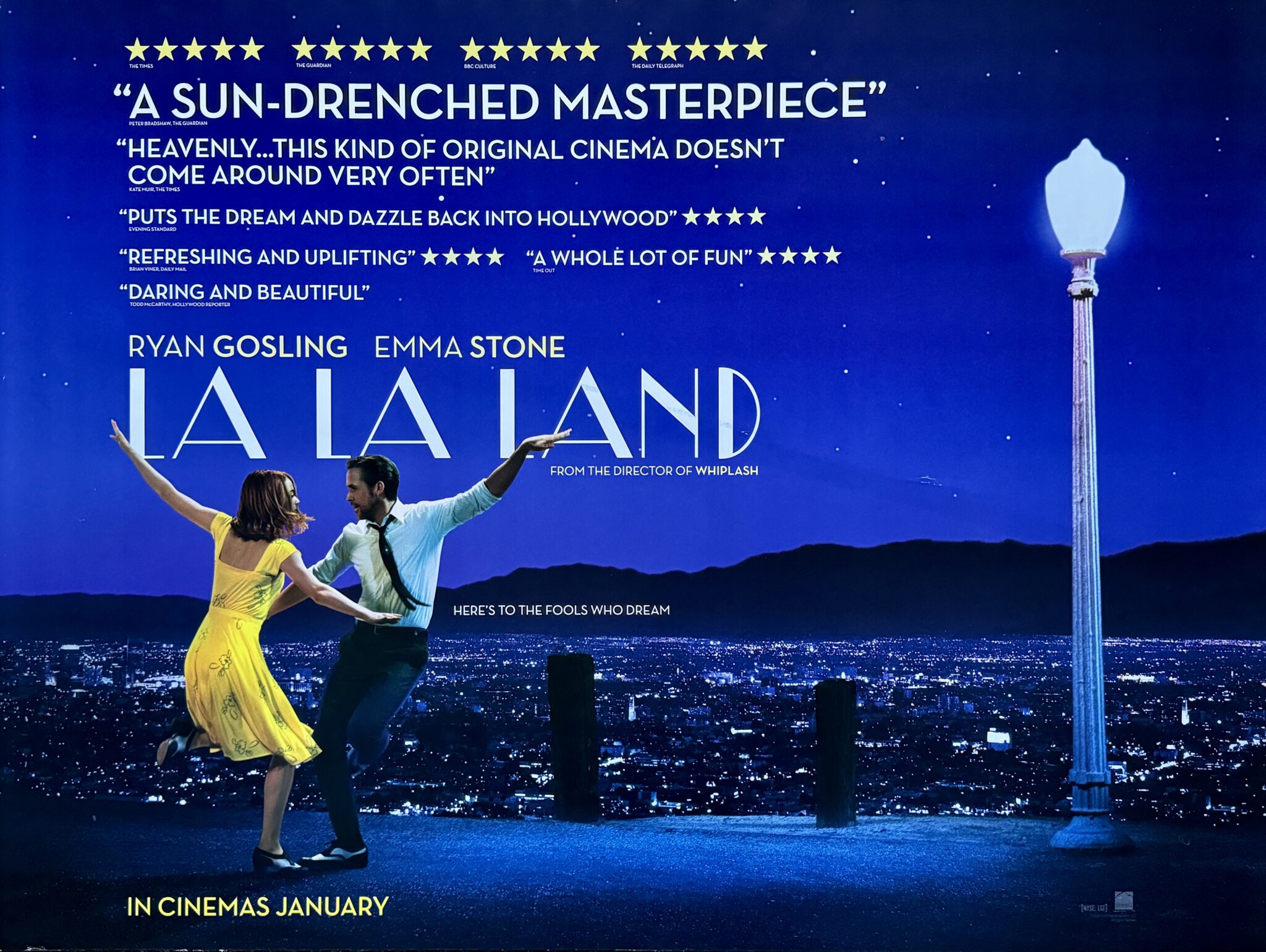 Original La La Land Movie Poster Ryan Gosling Emma Stone