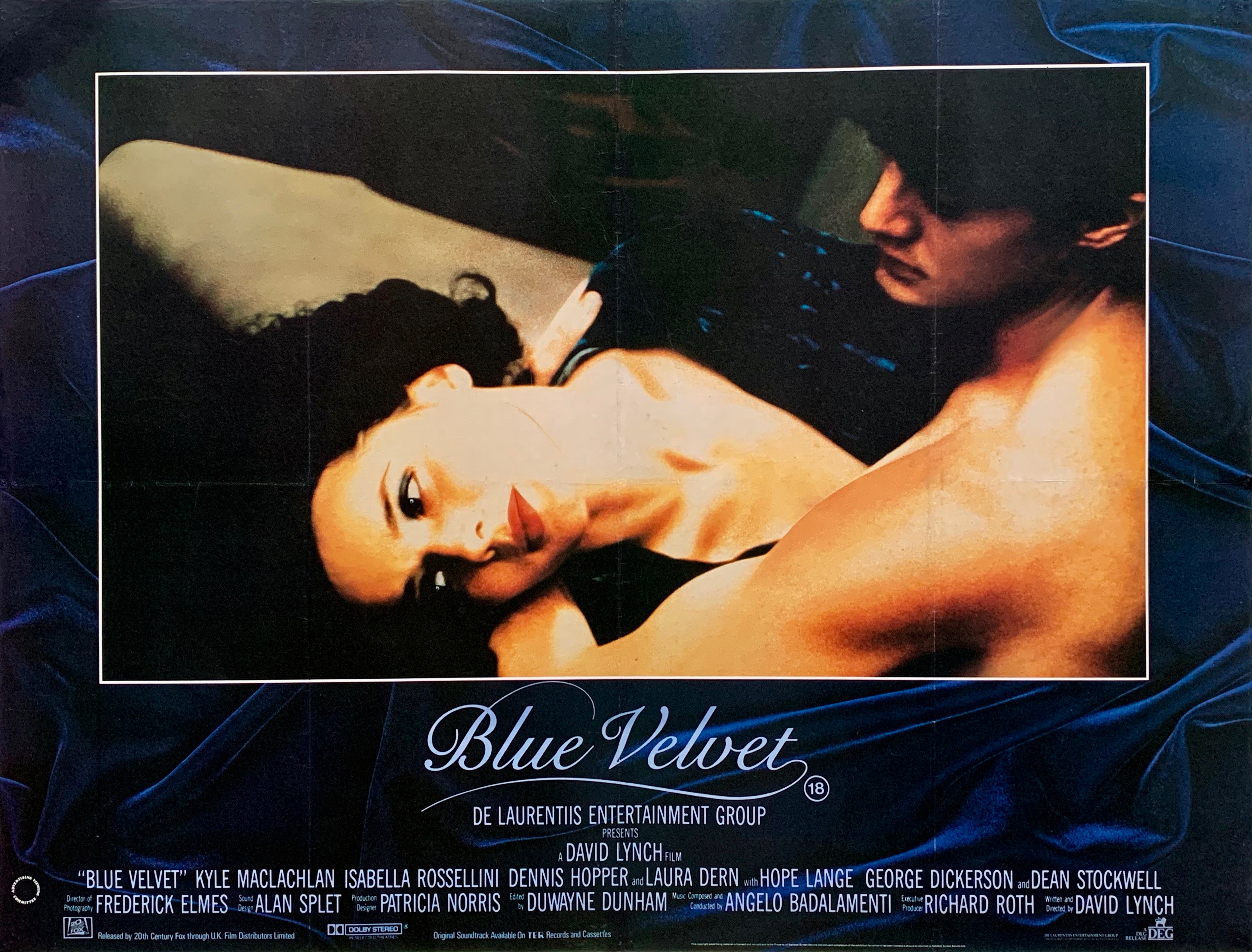 Original Blue Velvet Movie Poster - David Lynch - Isabella Rossellini