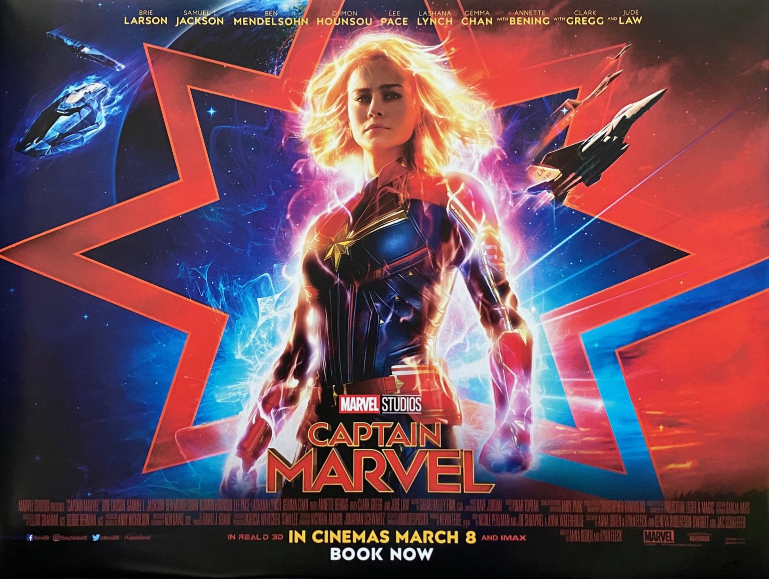 Original Captain Marvel Movie Poster - Brie Larson - Carol Danvers - MCU