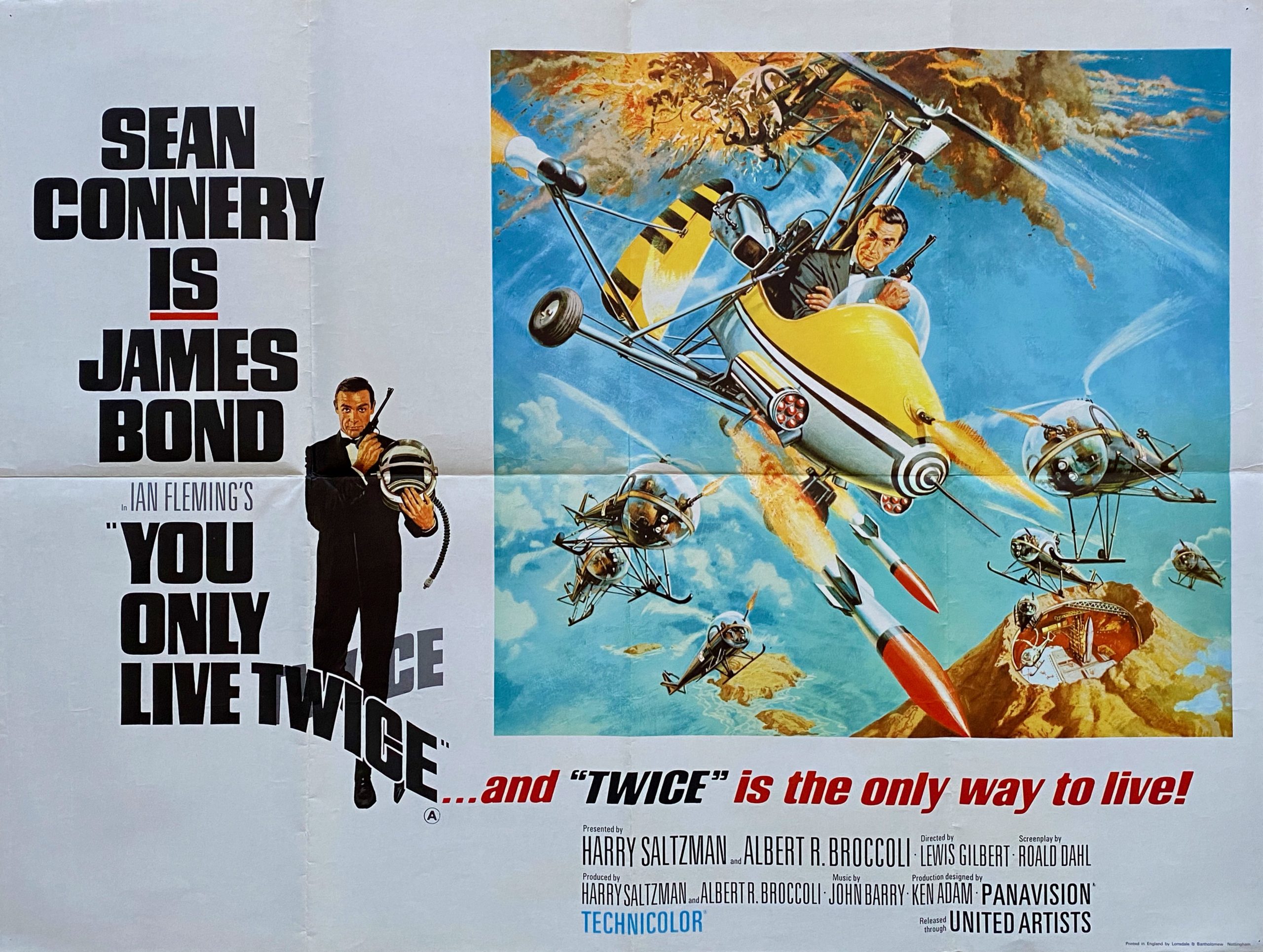Haus Wand Aufdruck You Only Live Twice-James BOND-A4 A3 A2 Kinofilm Poster