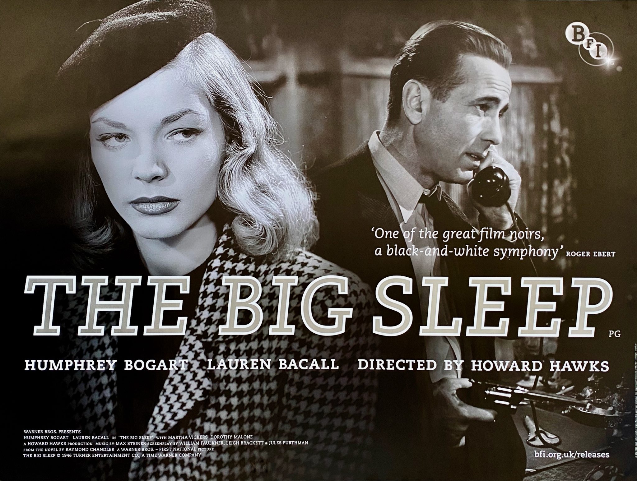 Original The Big Sleep Movie Poster Humphrey Bogart Lauren Bacall