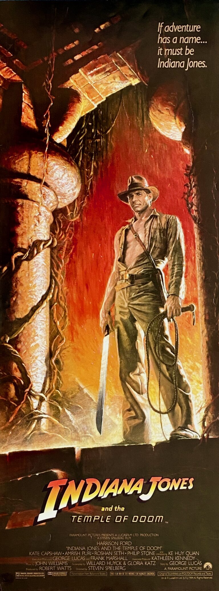 Original Indiana Jones and the Temple of Doom Movie Poster Adventure Original Indiana Jones and the Temple of Doom Movie Poster Adventure