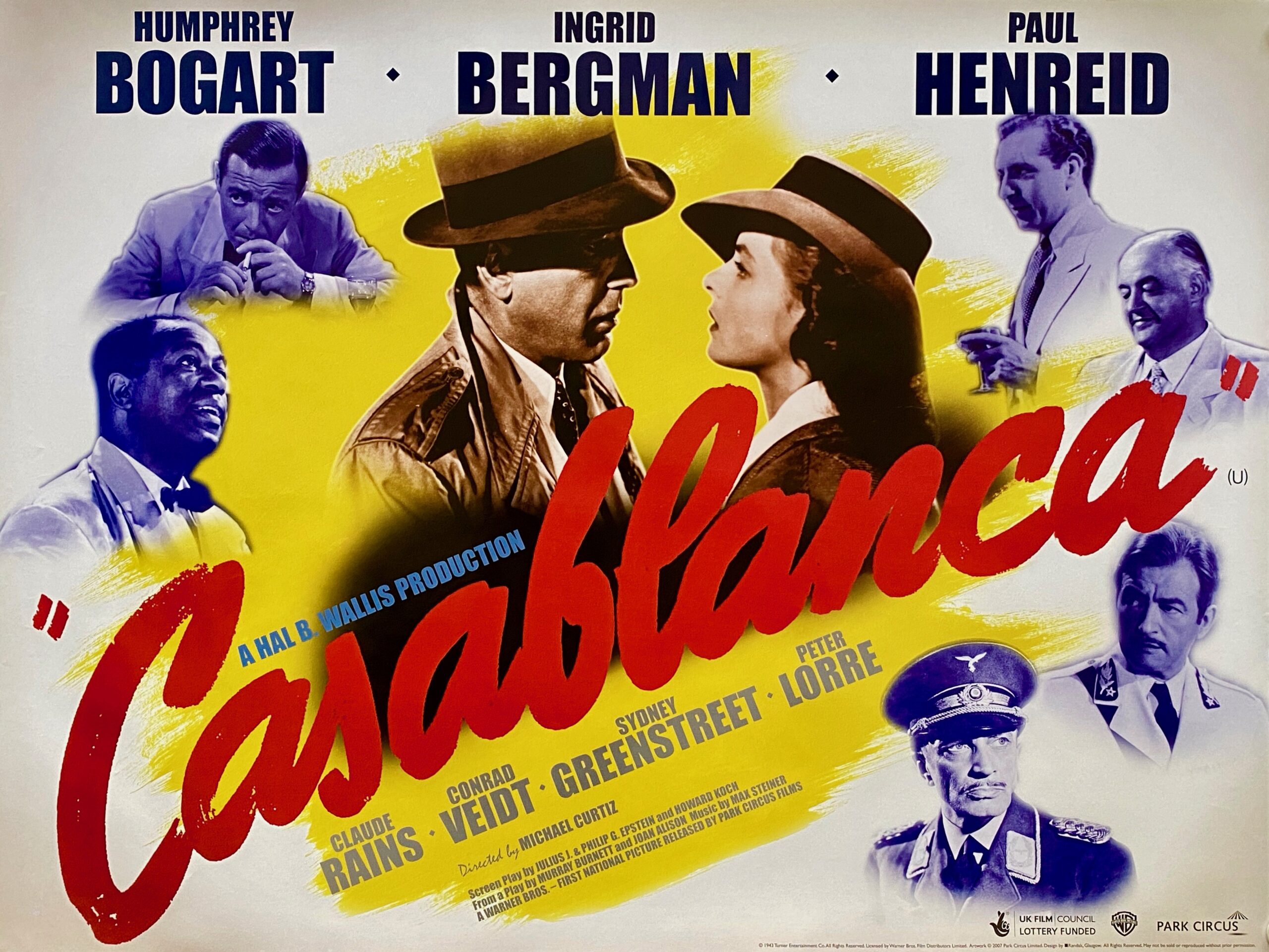 Poster Locandina Manifesto Cinema Vintage Film Casablanca Humphrey Bogart   