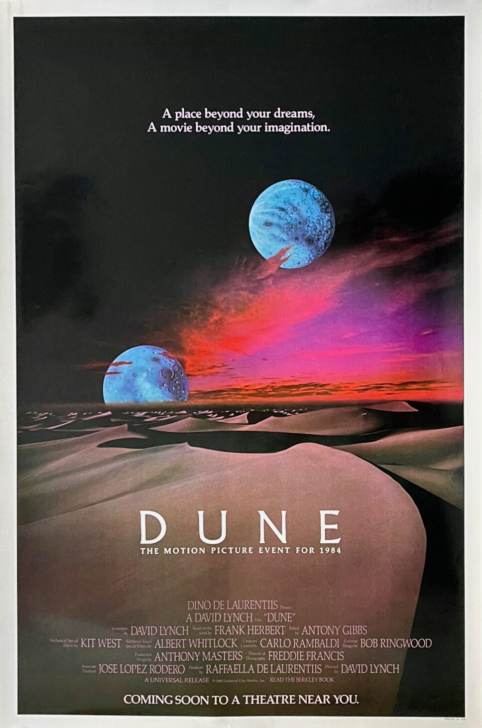 Original DUNE Movie Poster SciFi Frank Herbert David Lynch